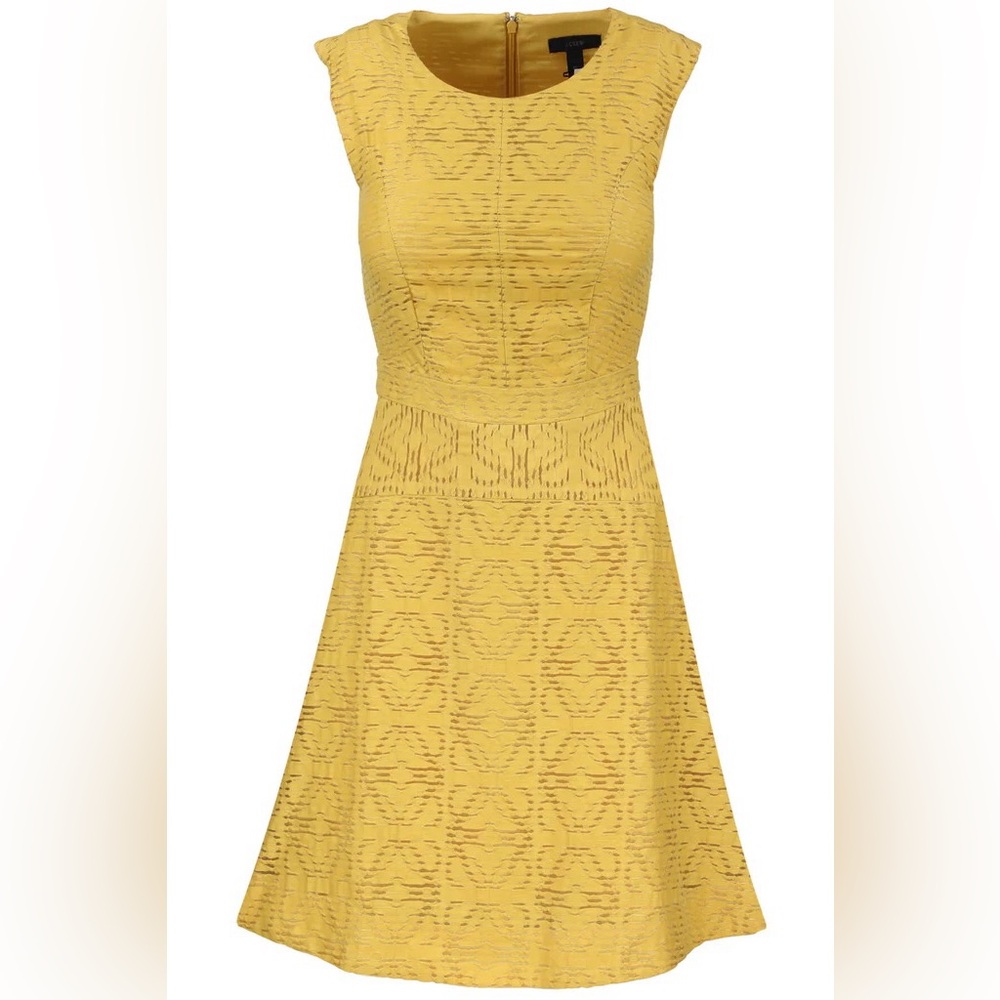 NEW! J. Crew Textured Eyelet Jacquard Dress Yellow Size 00